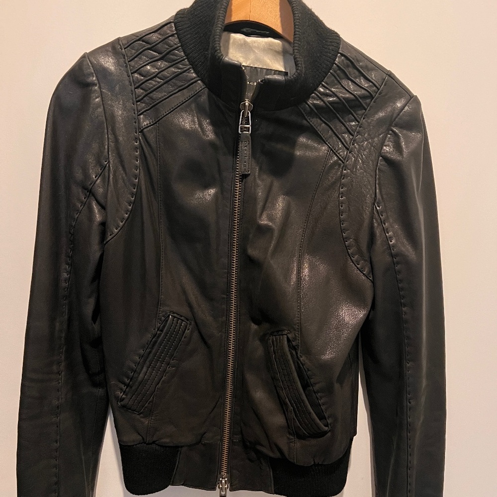 Aritzia Package Black leather Moto Jacket - Size XS